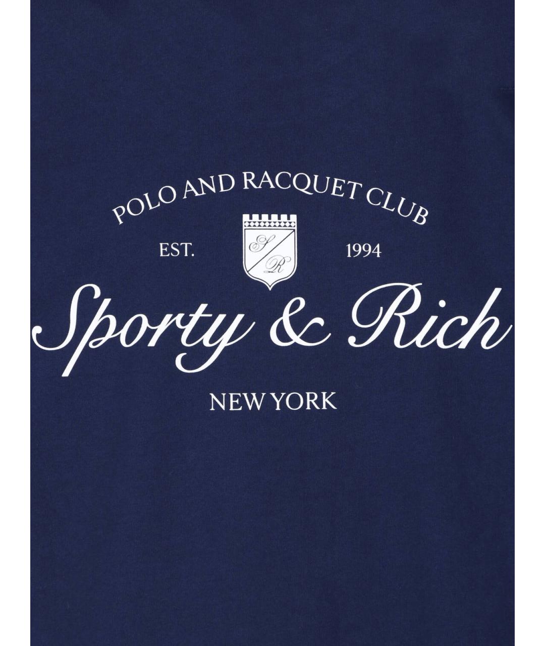 SPORTY AND RICH Синяя хлопковая футболка, фото 3