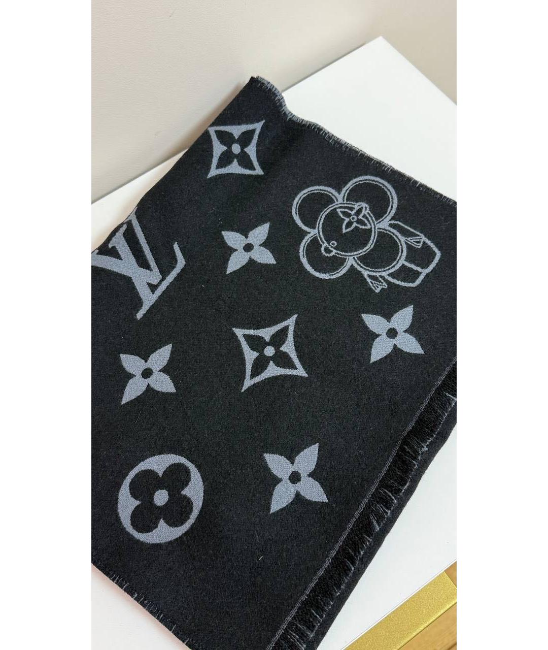 LOUIS VUITTON Серый шерстяной шарф, фото 4