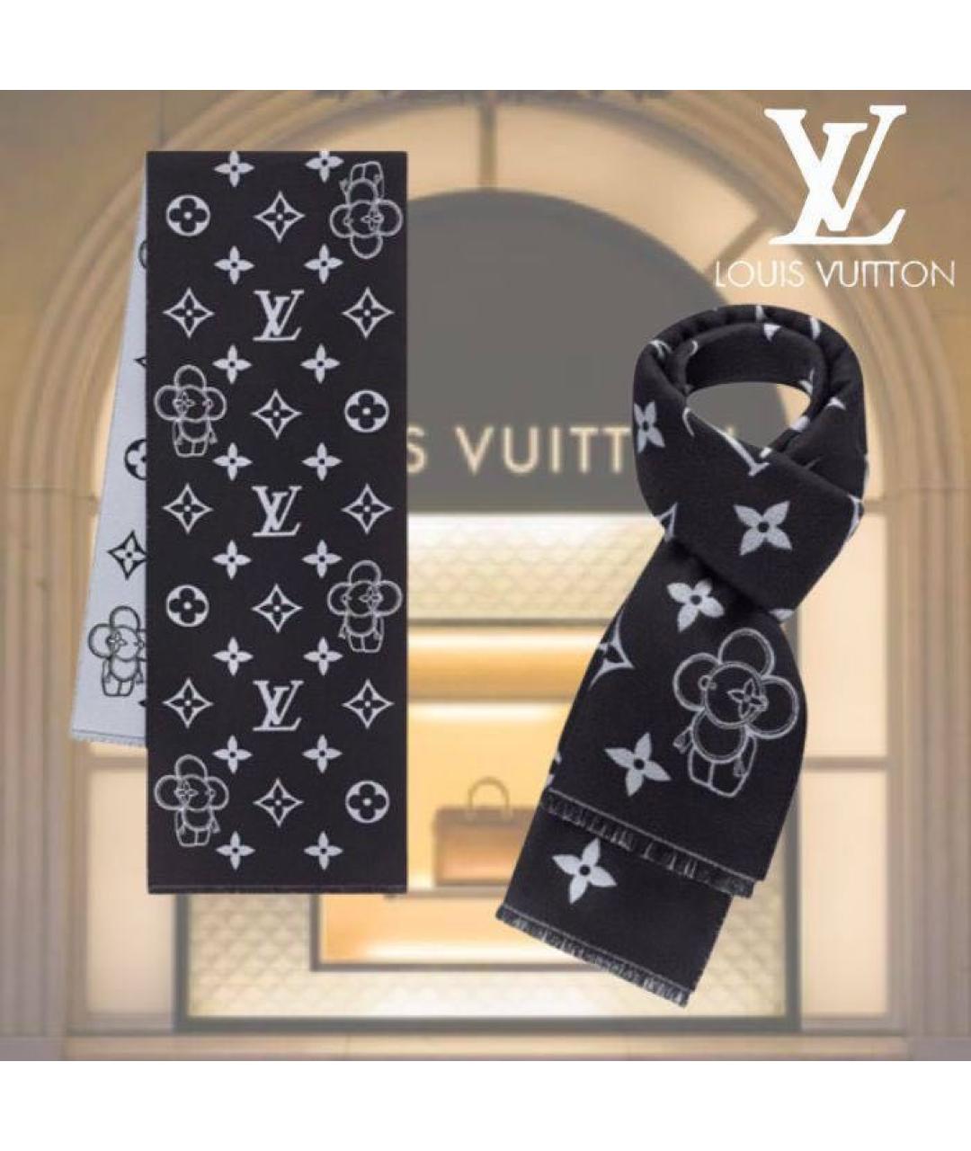 LOUIS VUITTON Серый шерстяной шарф, фото 5