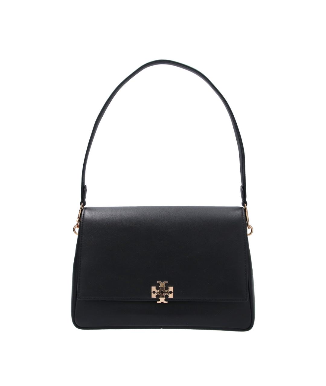 TORY BURCH Черная кожаная сумка с короткими ручками, фото 1