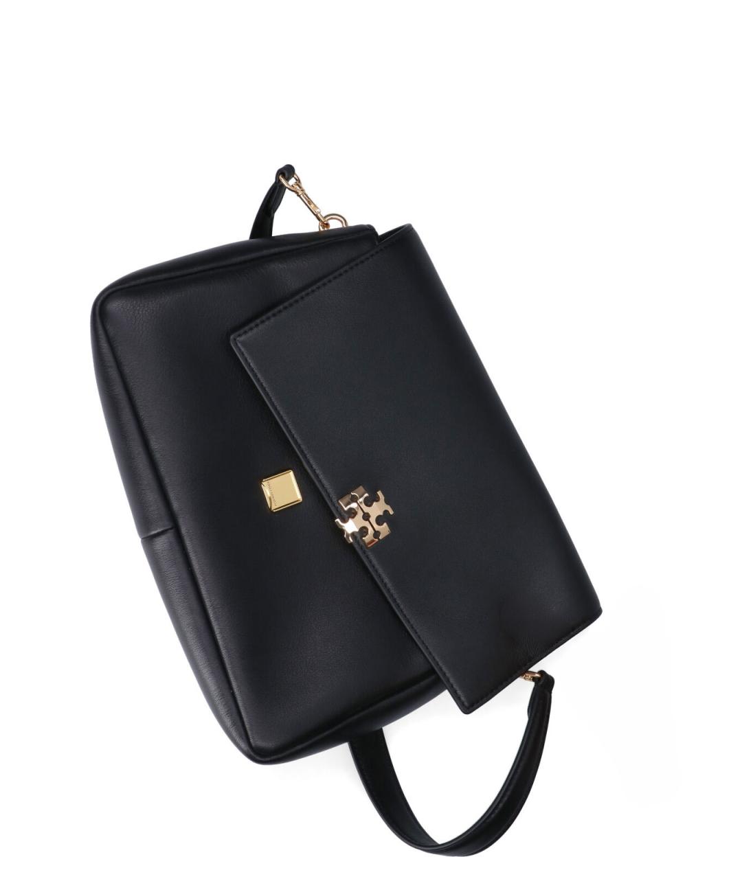 TORY BURCH Черная кожаная сумка с короткими ручками, фото 4
