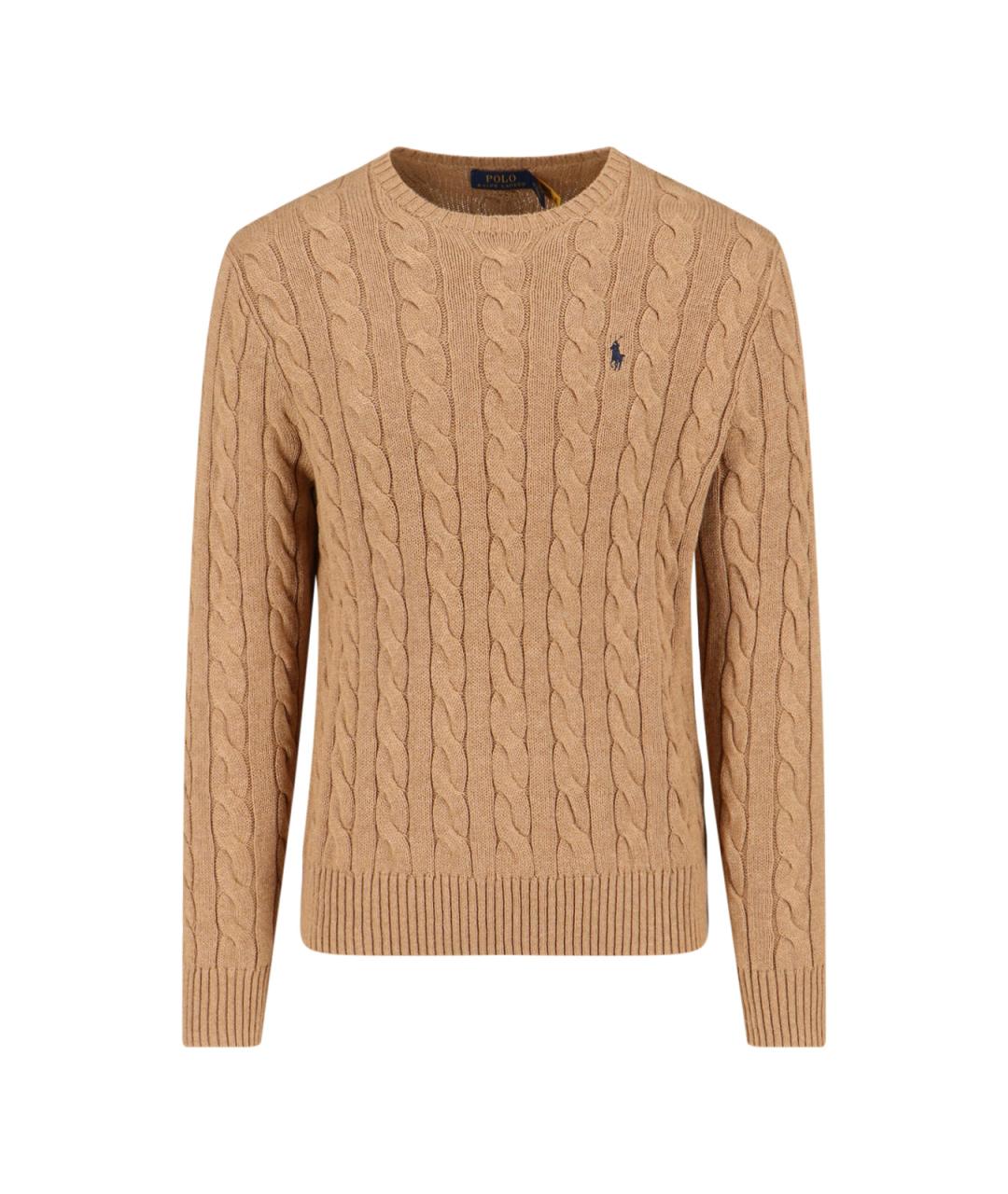 POLO RALPH LAUREN Коричневый хлопковый джемпер / свитер, фото 1