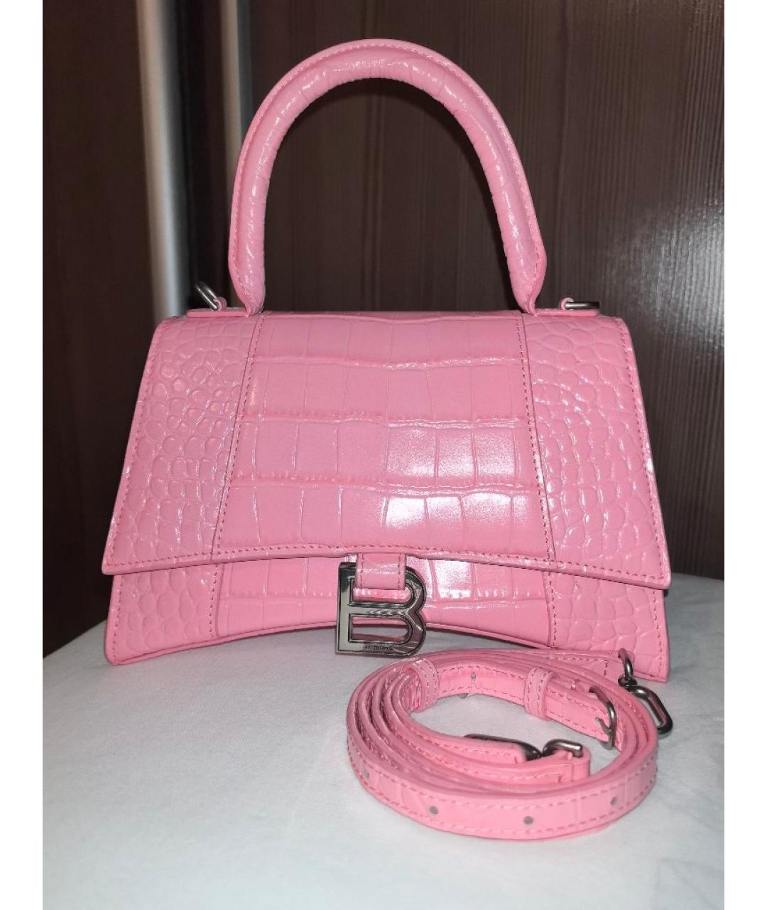 BALENCIAGA Розовая кожаная сумка с короткими ручками, фото 5