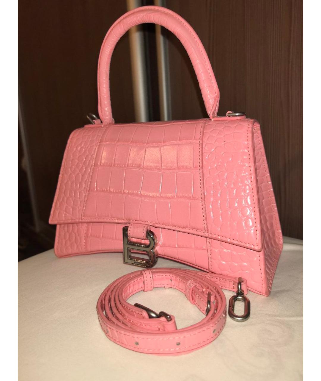 BALENCIAGA Розовая кожаная сумка с короткими ручками, фото 2