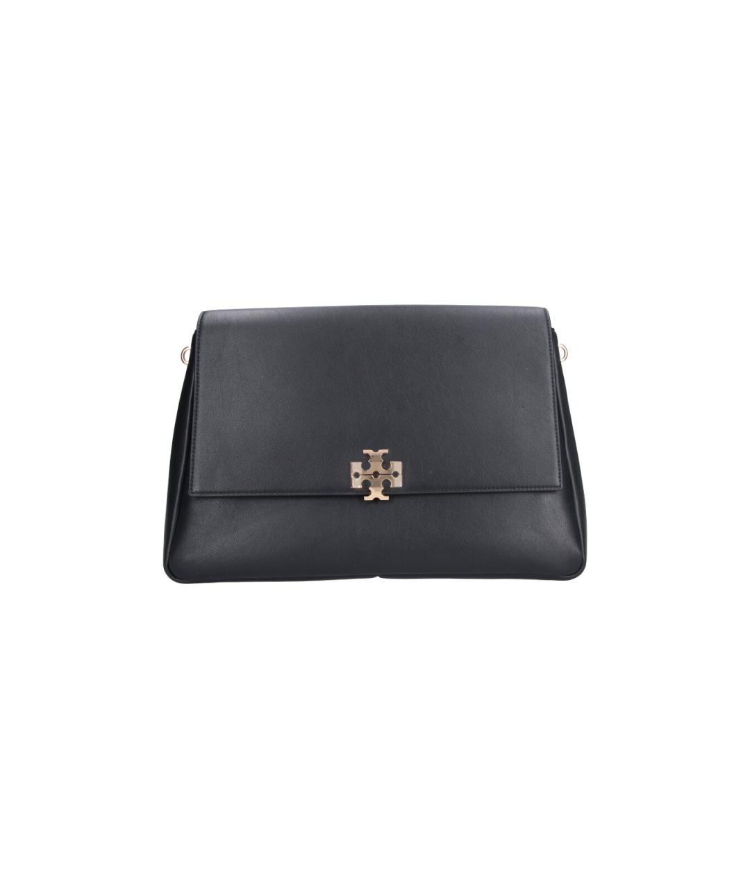 TORY BURCH Черная кожаная сумка с короткими ручками, фото 1