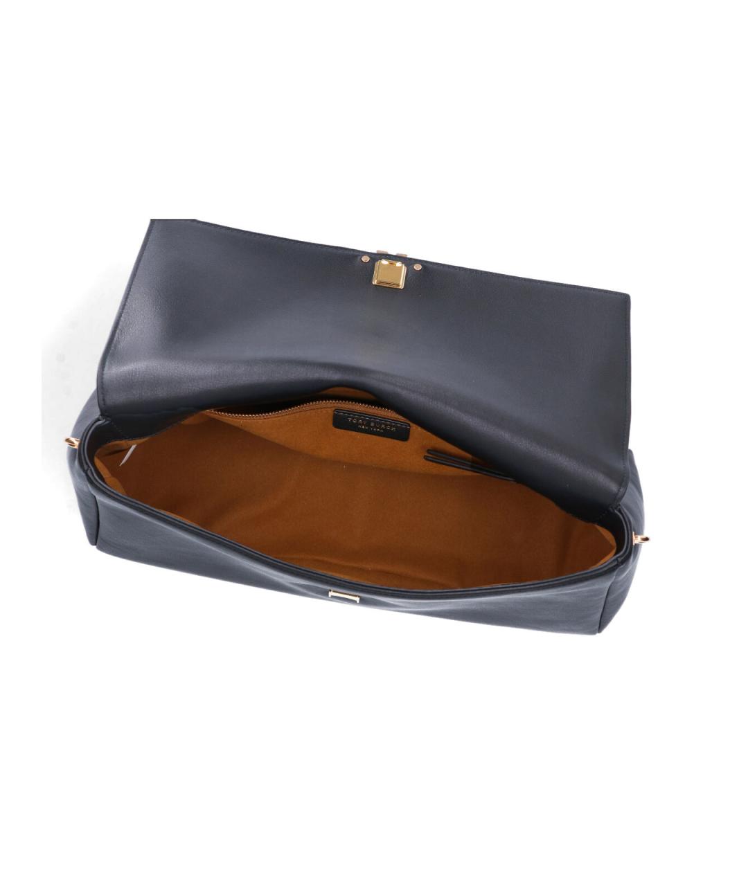 TORY BURCH Черная кожаная сумка с короткими ручками, фото 4