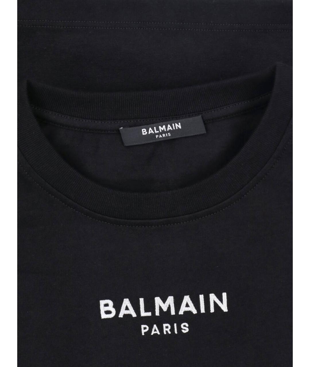 BALMAIN Черная хлопковая футболка, фото 3