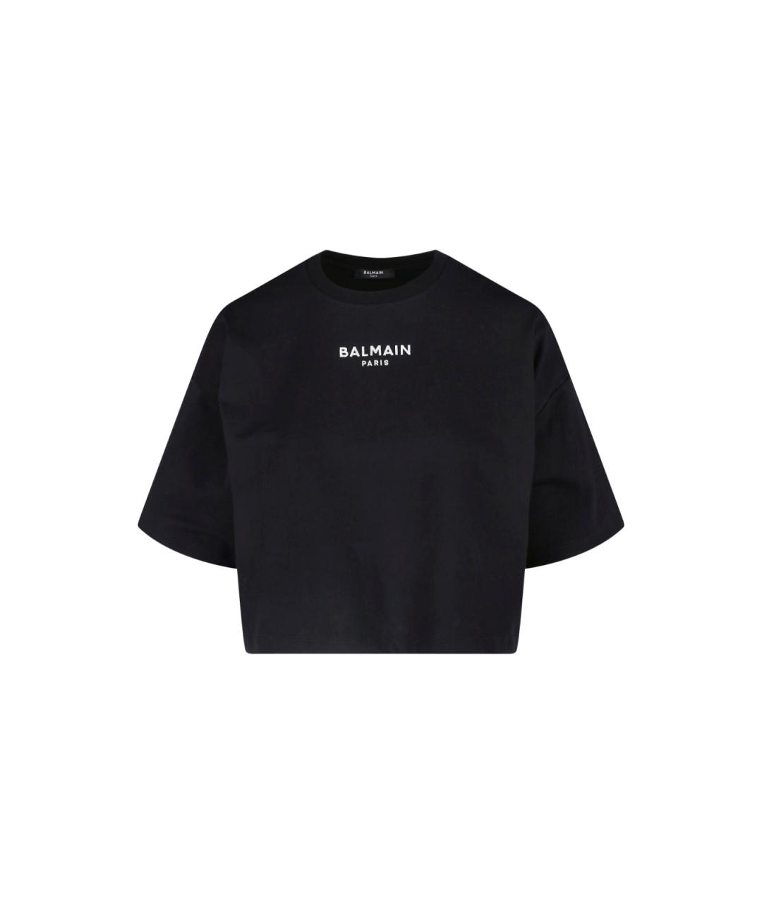 BALMAIN Черная хлопковая футболка, фото 1