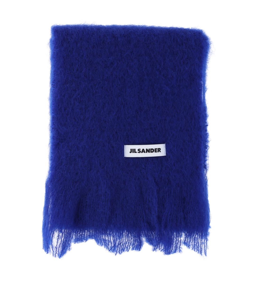 JIL SANDER Синий шерстяной шарф, фото 2