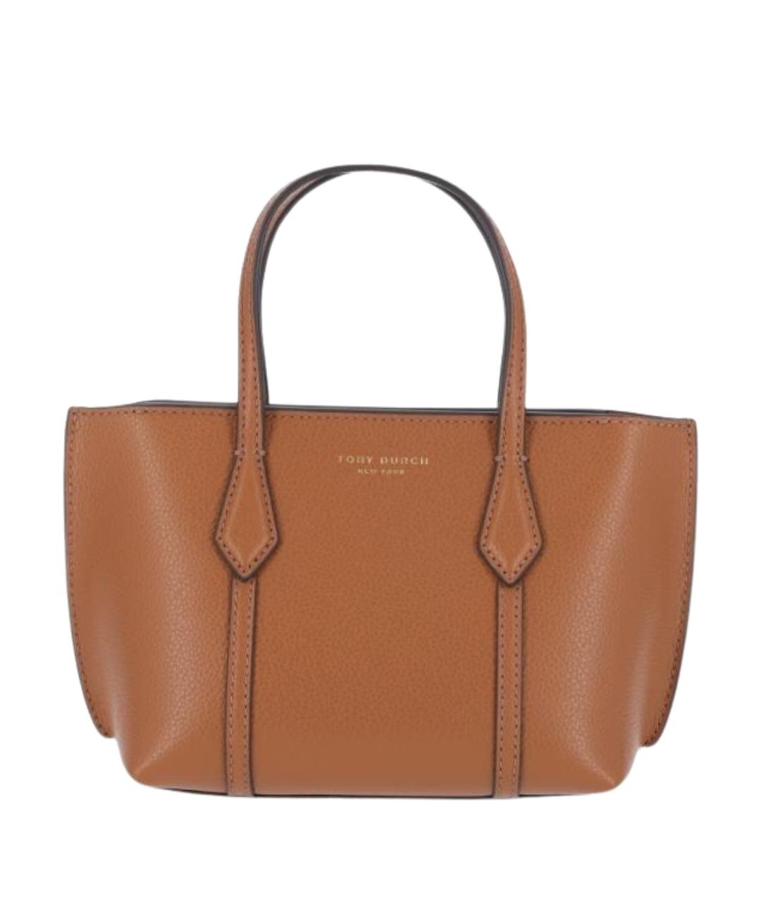 TORY BURCH Коричневая кожаная сумка тоут, фото 1