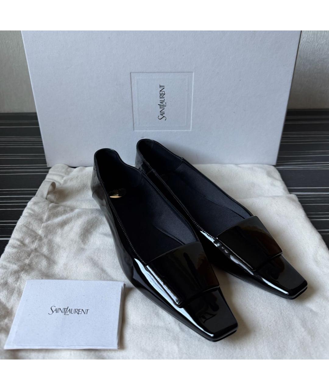 SAINT LAURENT Черные туфли из лакированной кожи, фото 5