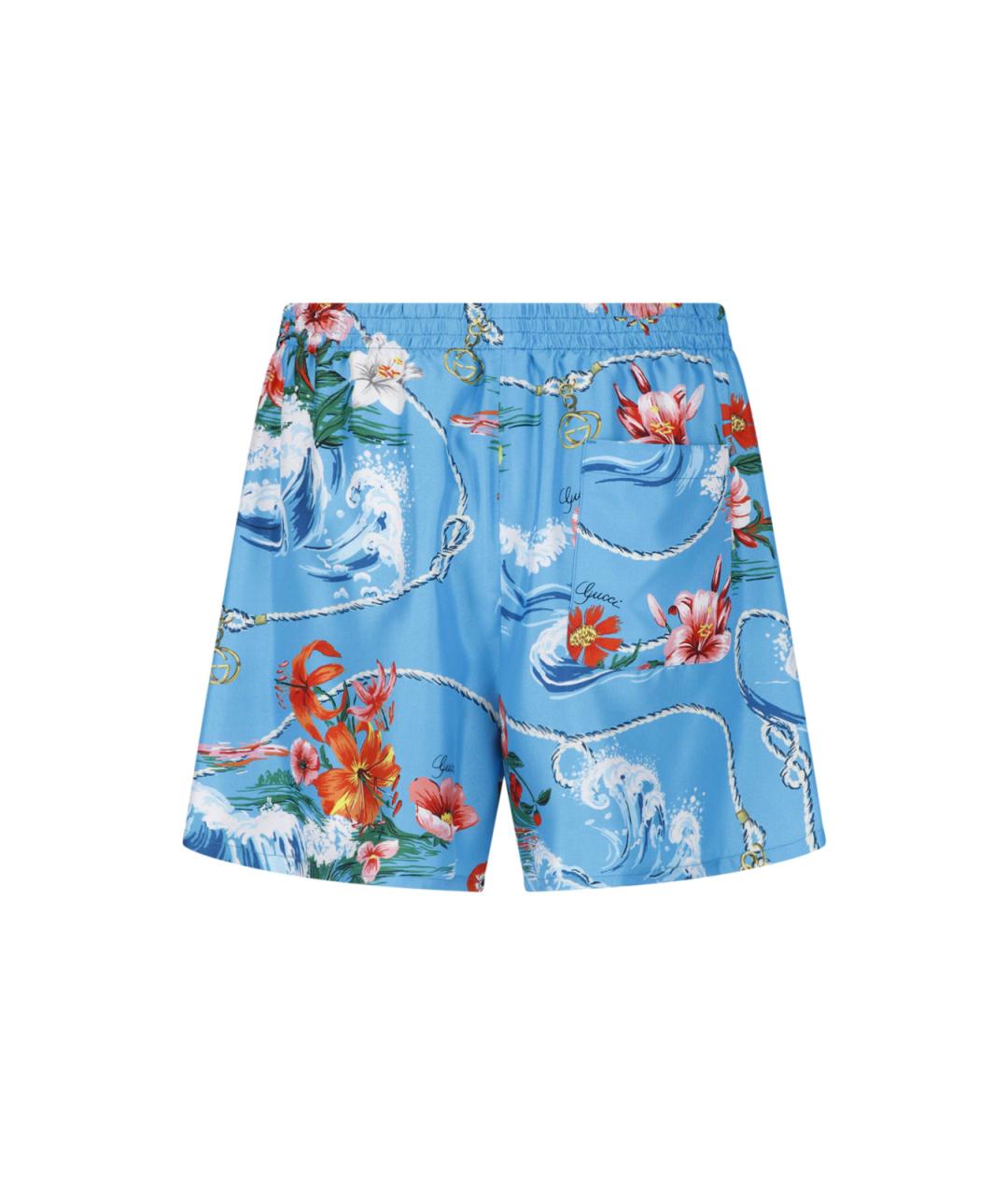 GUCCI Голубые шелковые шорты, фото 2