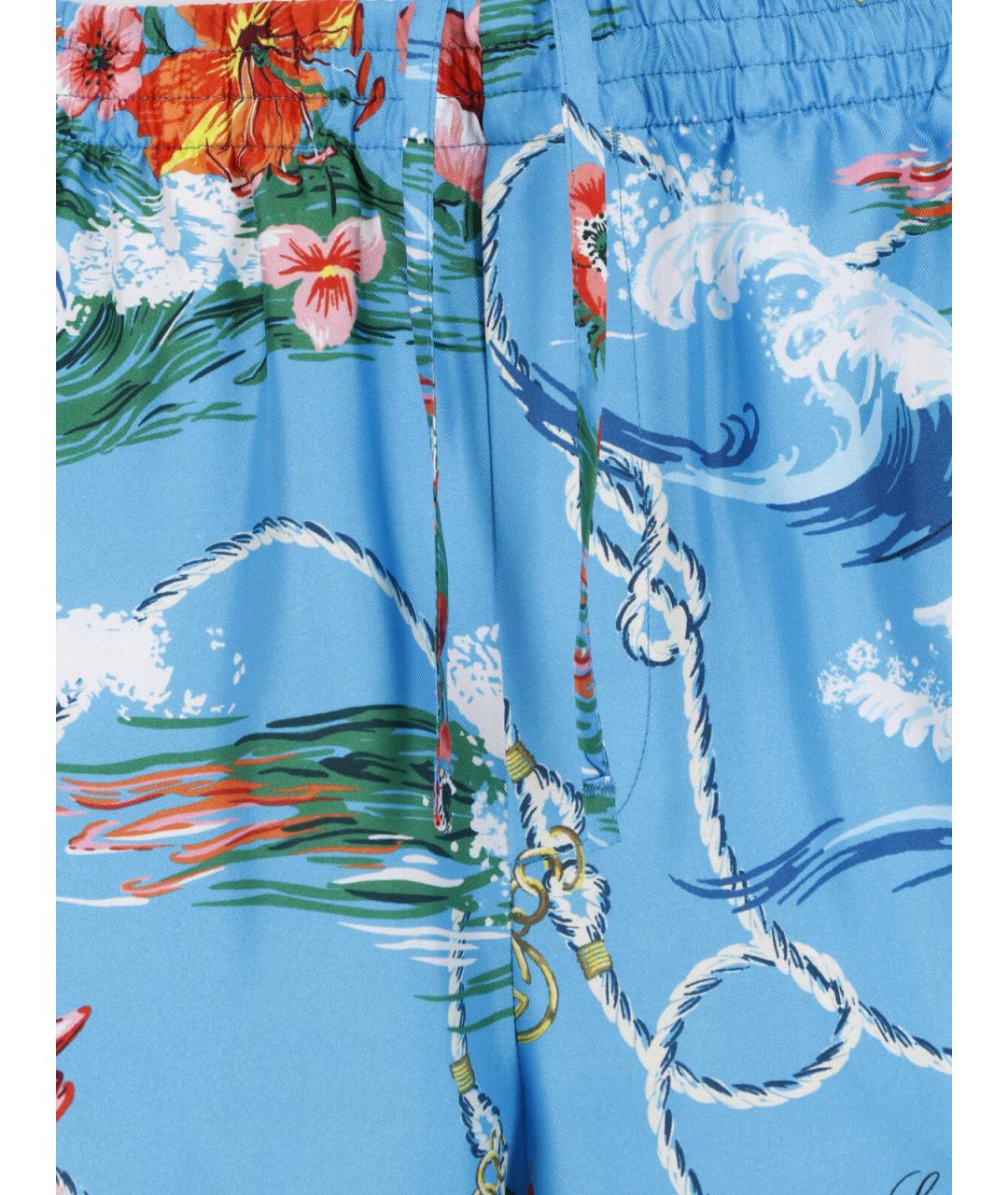 GUCCI Голубые шелковые шорты, фото 4