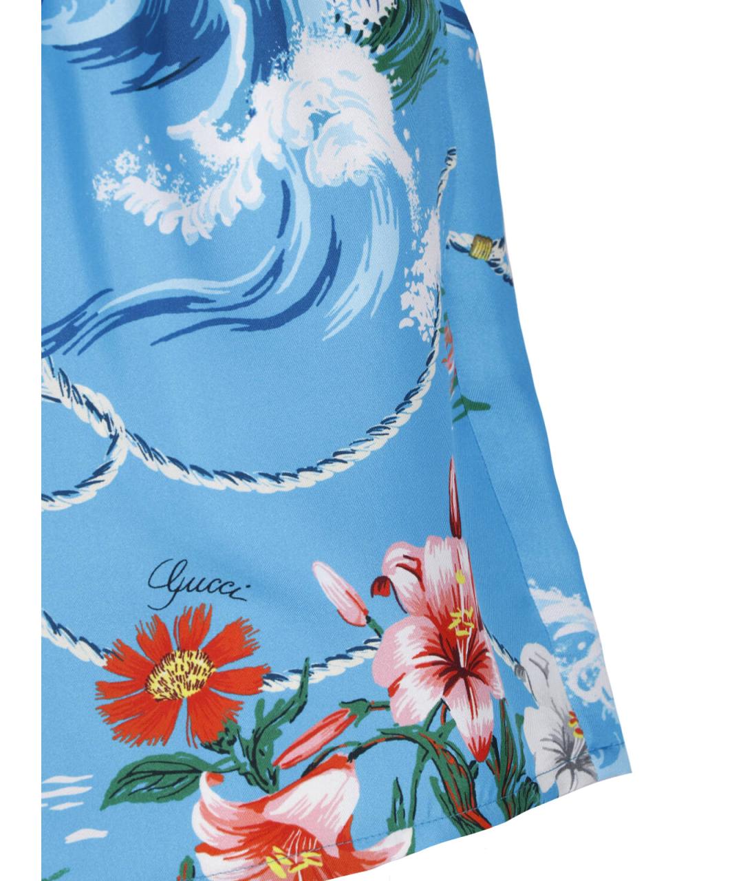 GUCCI Голубые шелковые шорты, фото 5