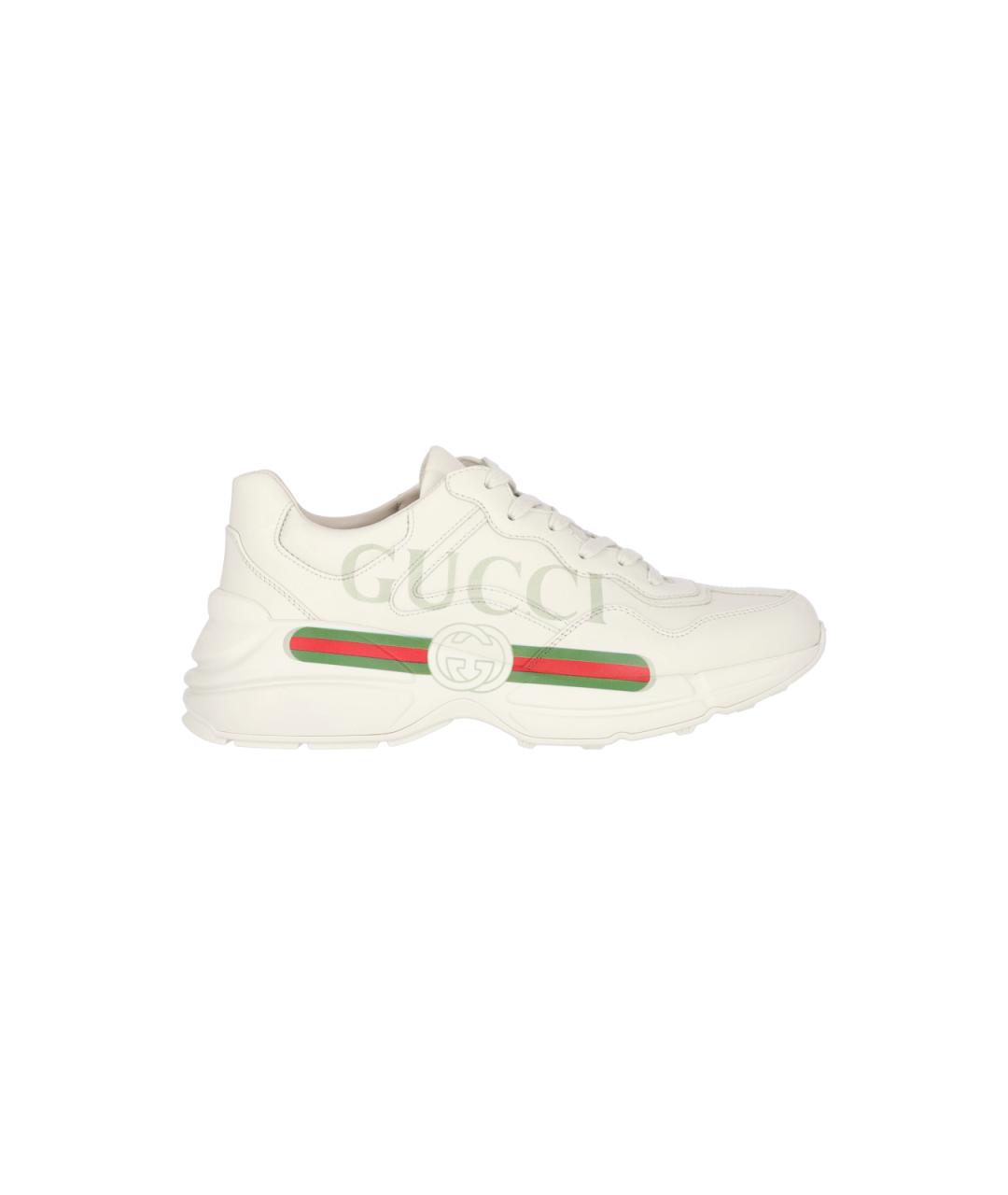 GUCCI Белые кожаные низкие кроссовки / кеды, фото 1