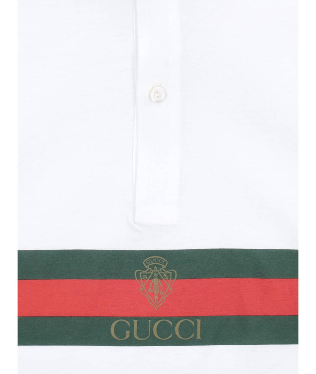 GUCCI Белое хлопковое поло с коротким рукавом, фото 3