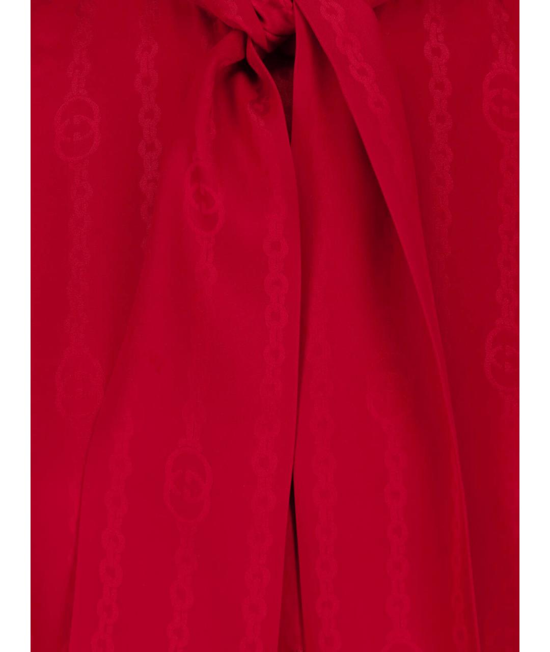 GUCCI Красная шелковая блузы, фото 3