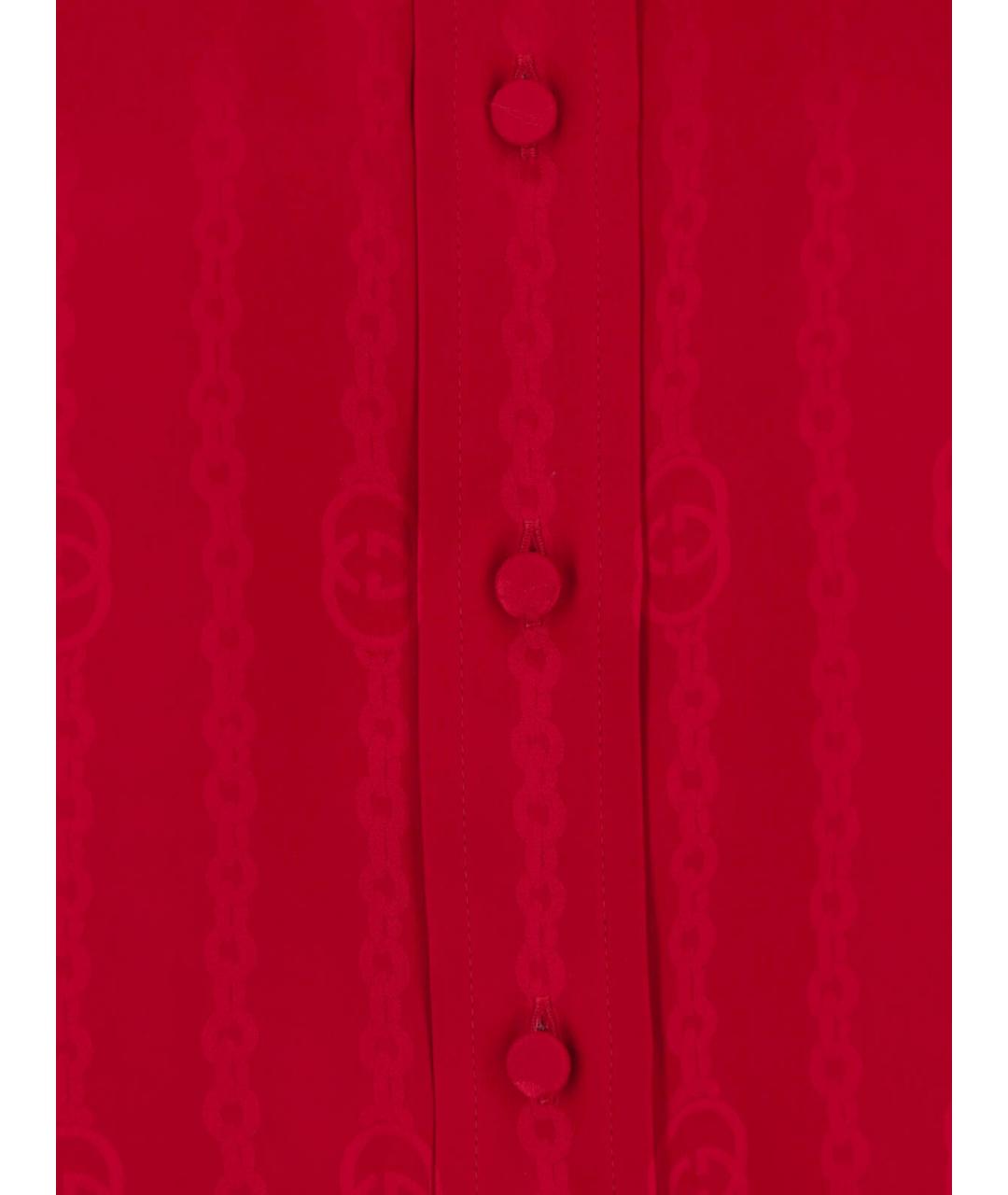 GUCCI Красная шелковая блузы, фото 4