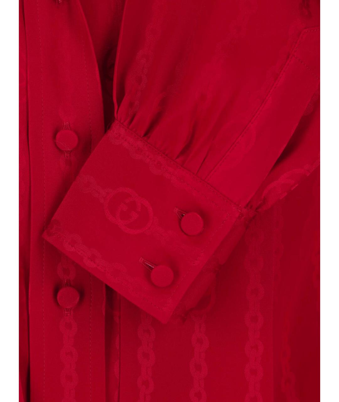 GUCCI Красная шелковая блузы, фото 5
