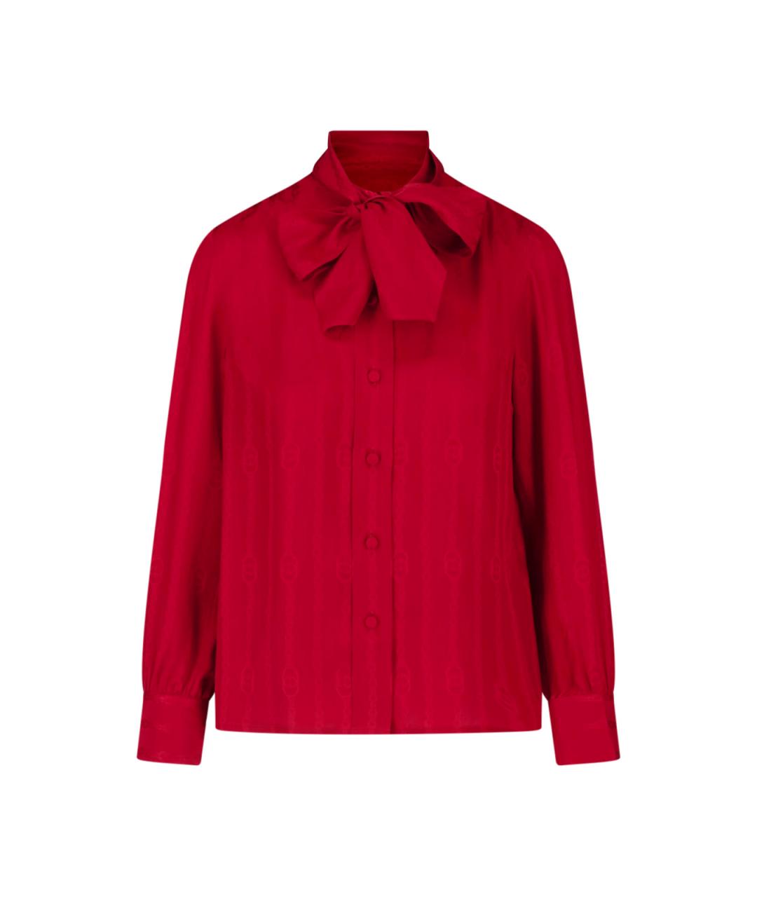 GUCCI Красная шелковая блузы, фото 1