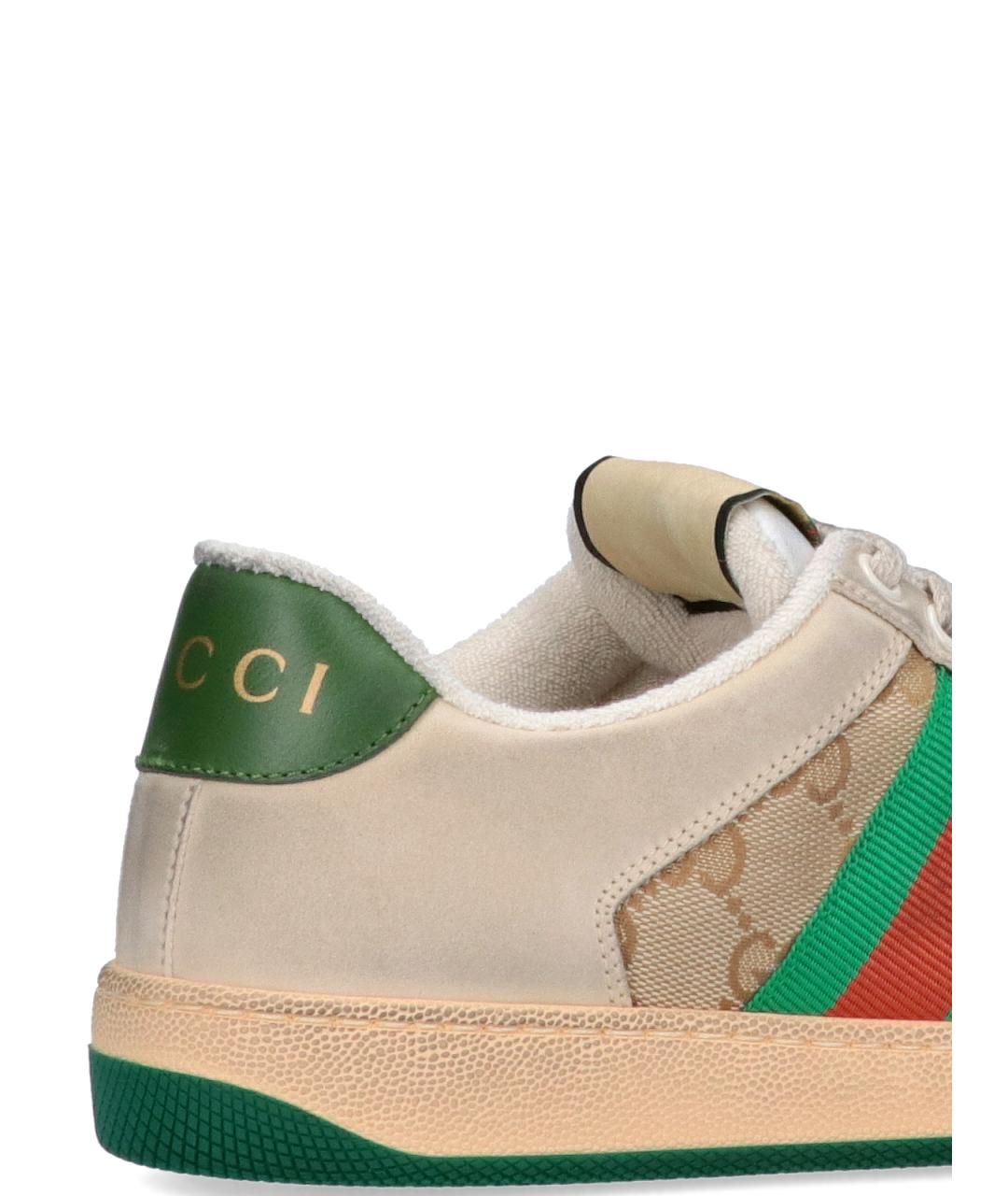 GUCCI Бежевые кожаные кеды, фото 5