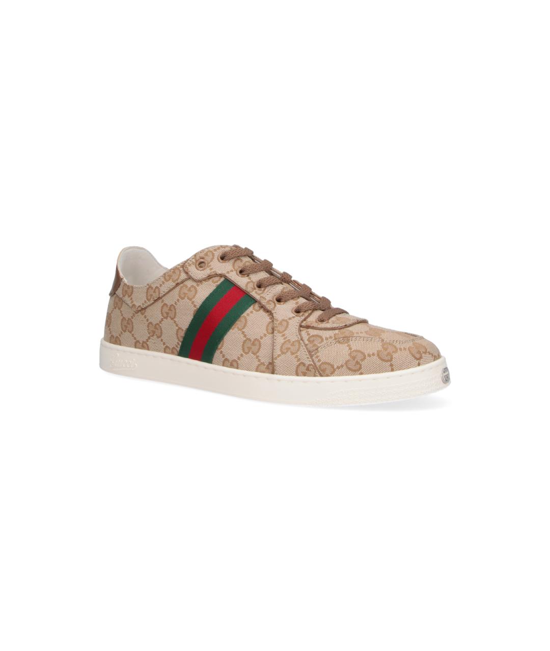 GUCCI Бежевые текстильные низкие кроссовки / кеды, фото 2