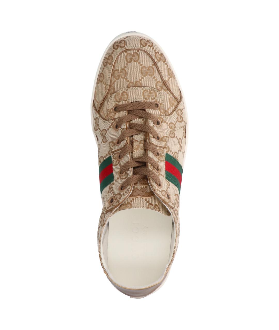 GUCCI Бежевые текстильные низкие кроссовки / кеды, фото 5