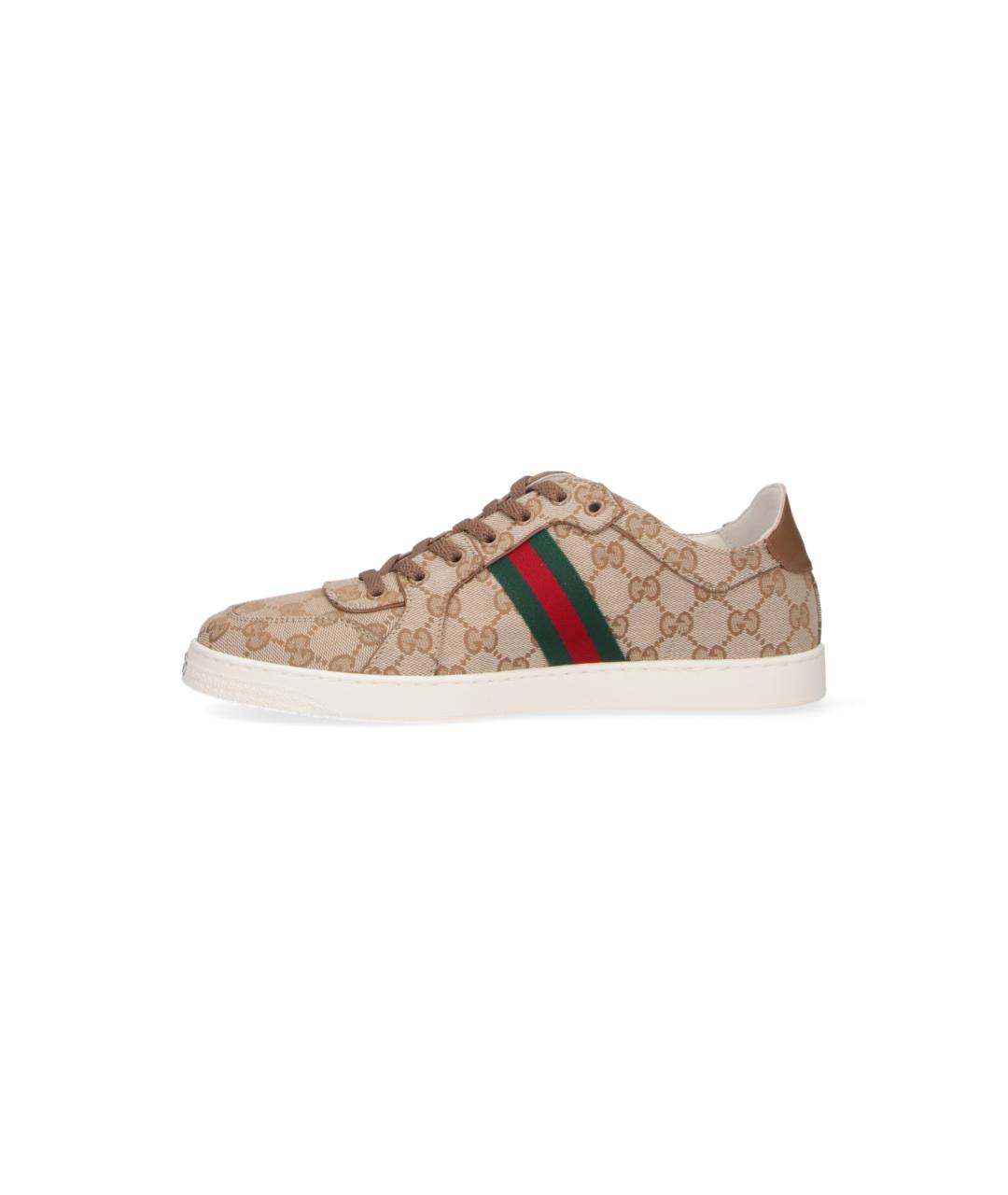 GUCCI Бежевые текстильные низкие кроссовки / кеды, фото 3