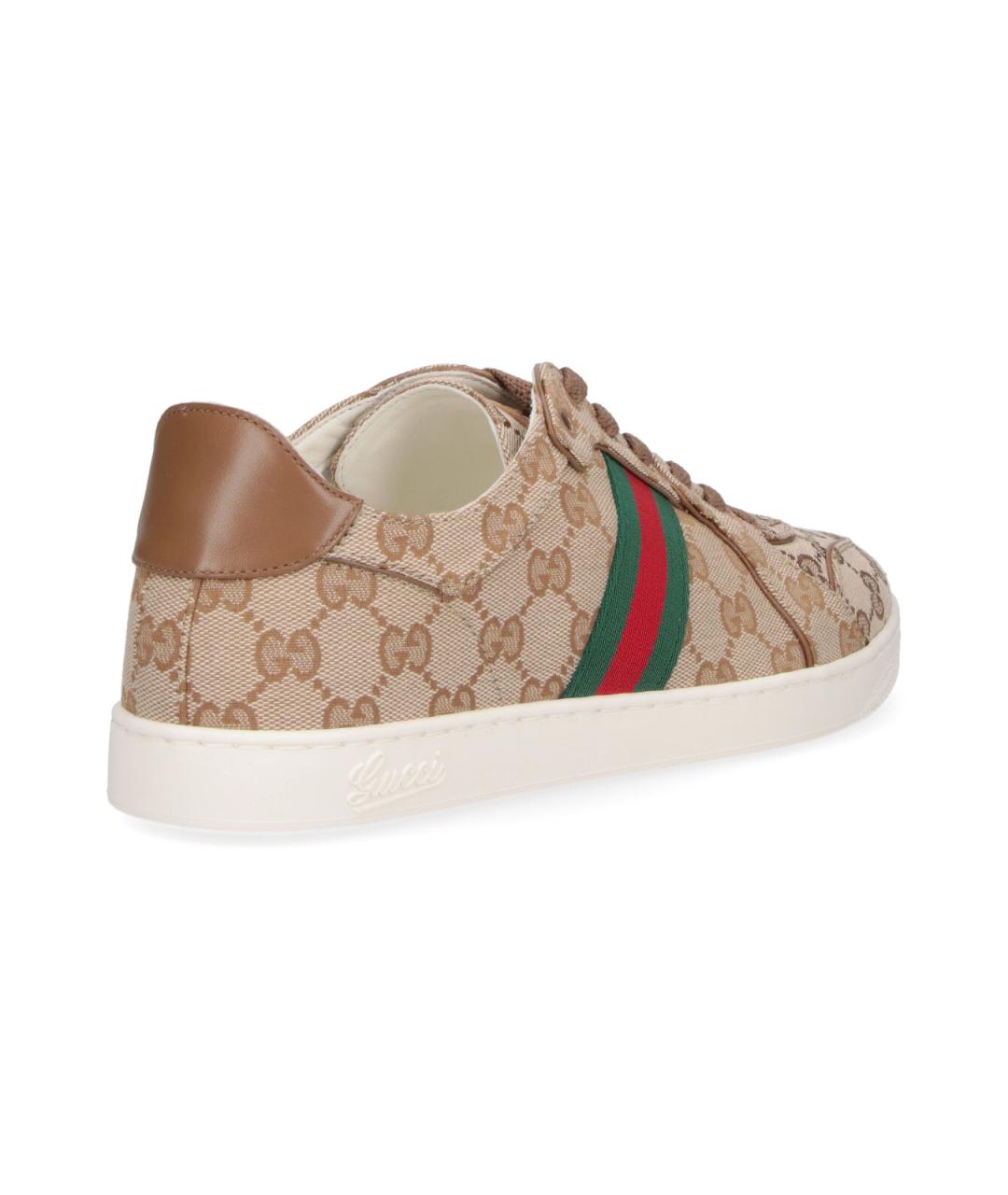 GUCCI Бежевые текстильные низкие кроссовки / кеды, фото 4