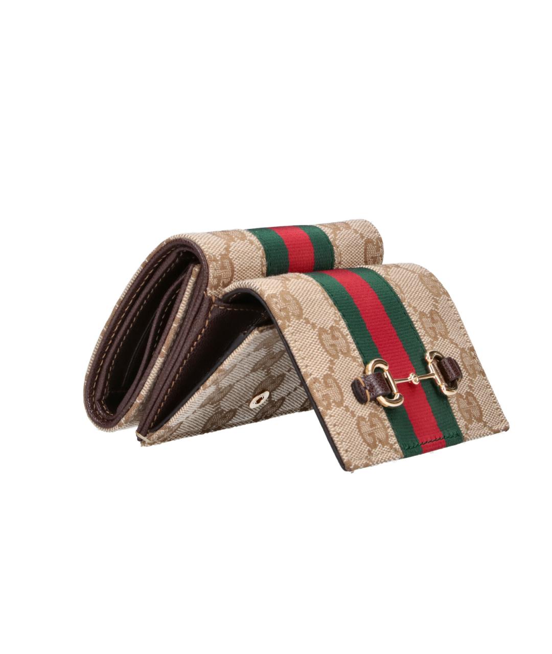 GUCCI Бежевый полиуретановый кошелек, фото 5