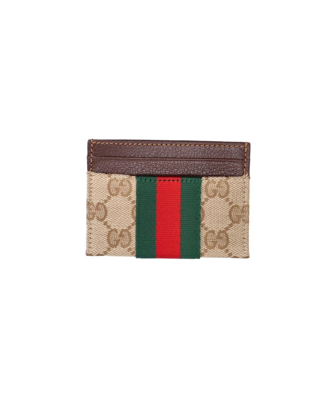 GUCCI Бежевый полиуретановый кардхолдер, фото 1