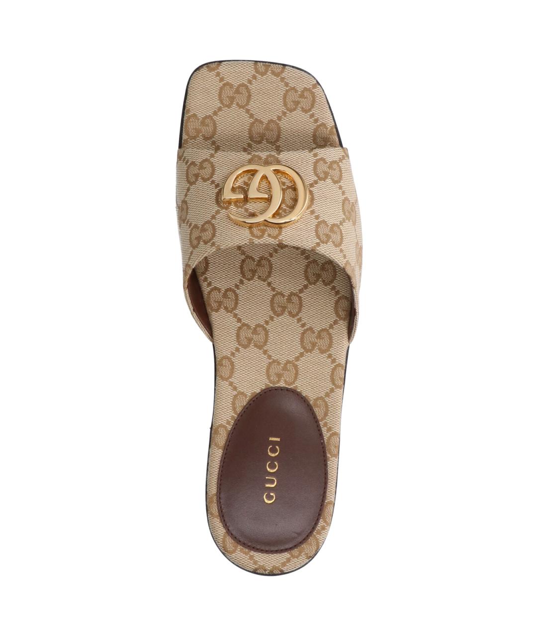 GUCCI Бежевые текстильные шлепанцы, фото 5
