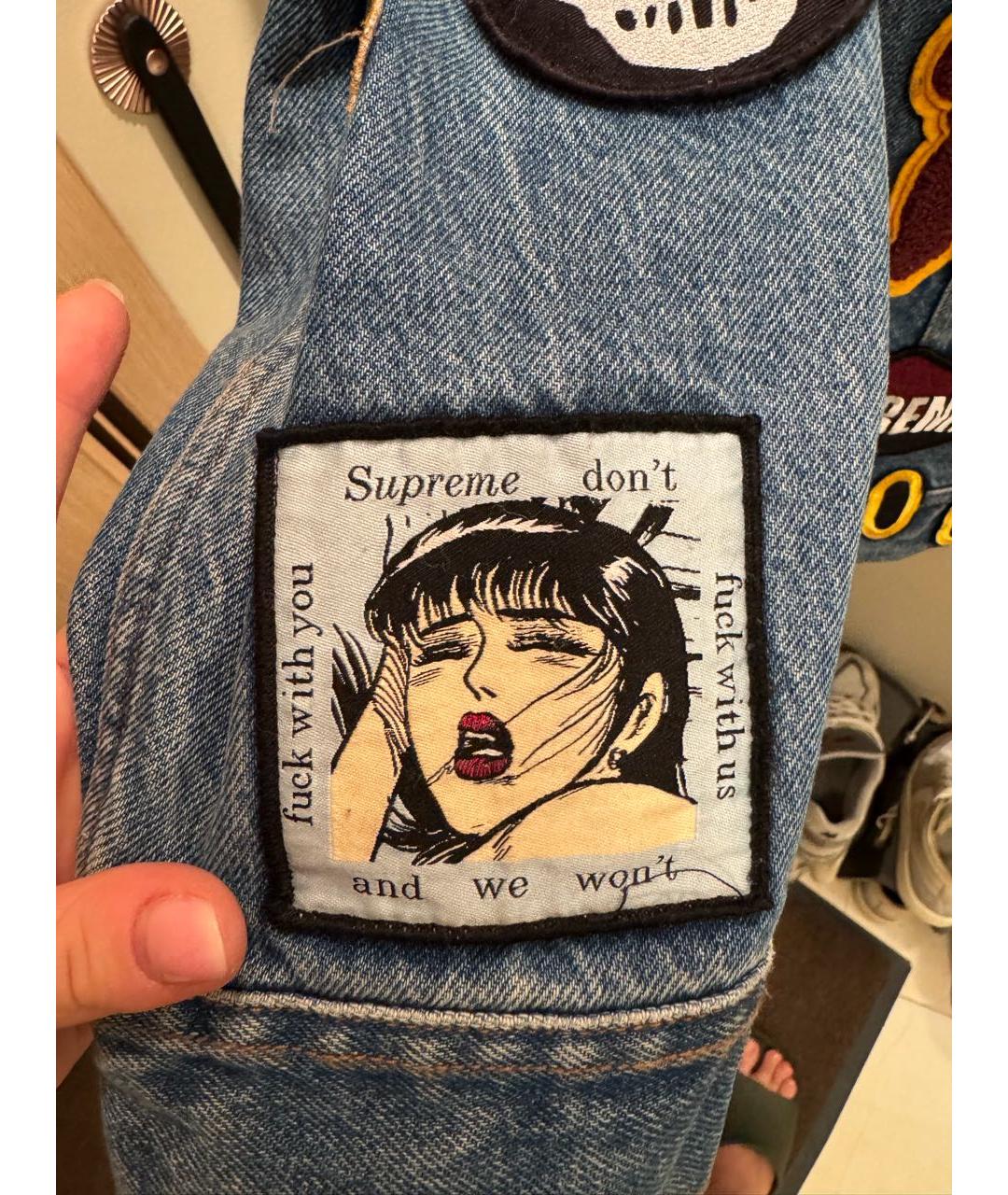 SUPREME Синяя деним куртка, фото 3
