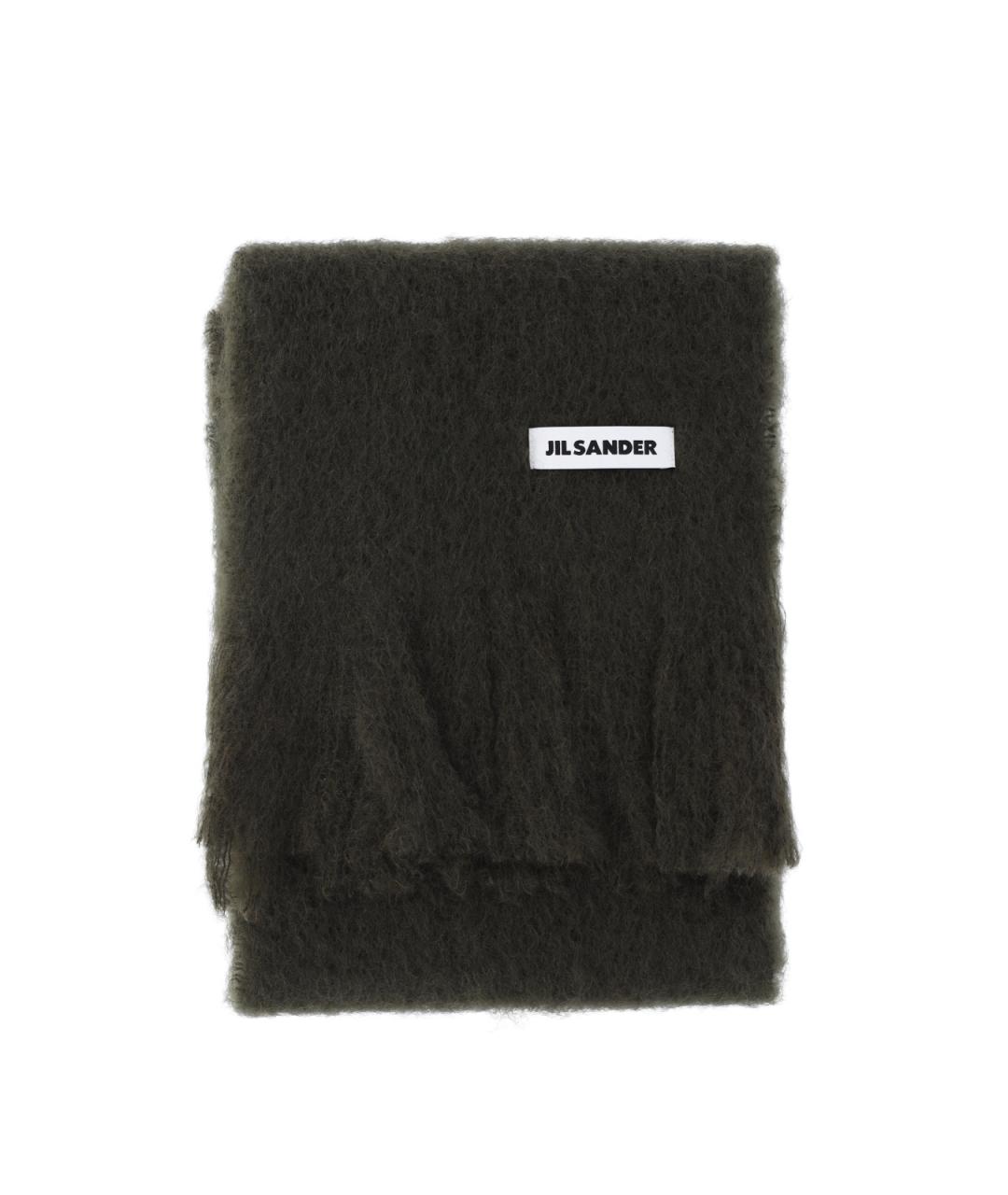 JIL SANDER Зеленый шерстяной шарф, фото 2