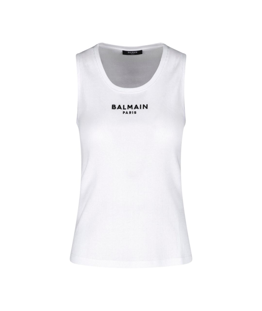 BALMAIN Белая хлопковая майка, фото 1