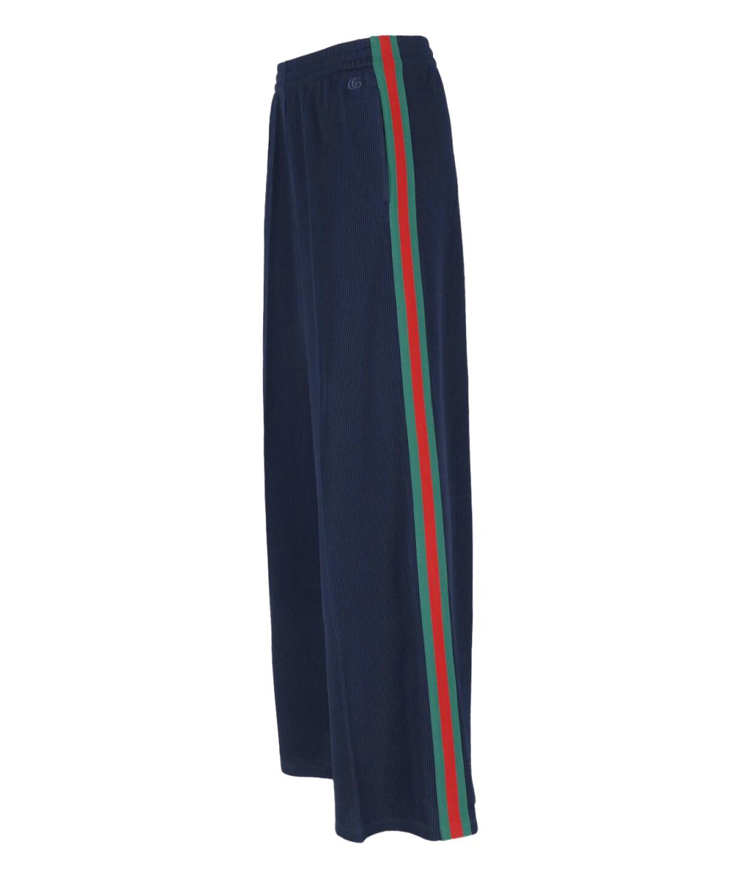 GUCCI Синие хлопковые прямые брюки, фото 3