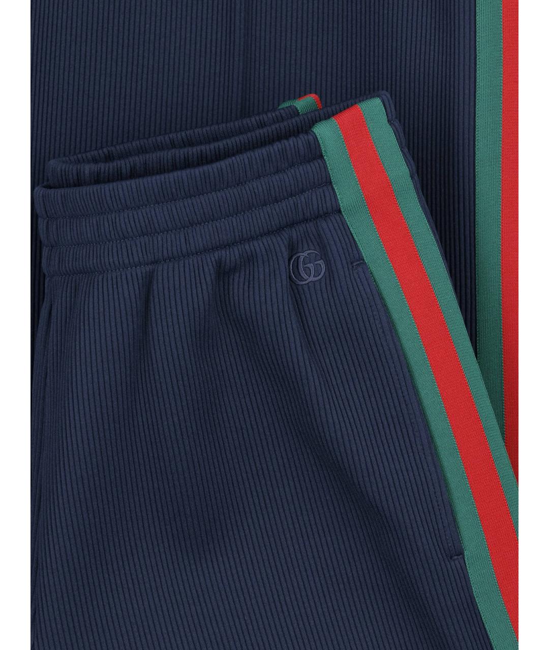 GUCCI Синие хлопковые прямые брюки, фото 5
