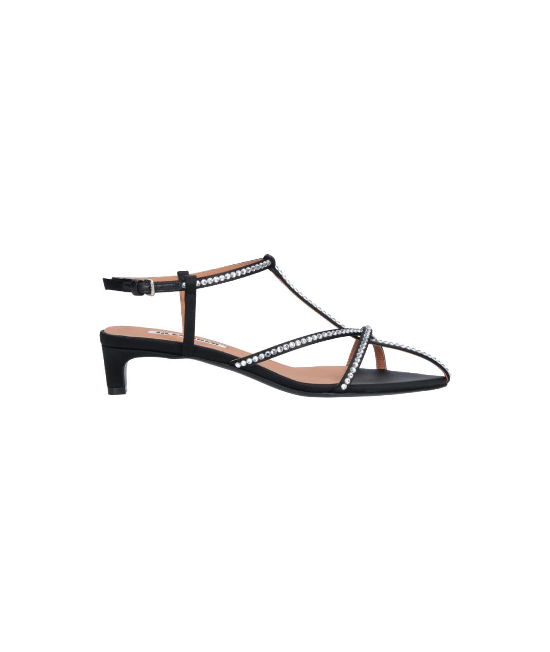 JIL SANDER Черные кожаные босоножки, фото 1