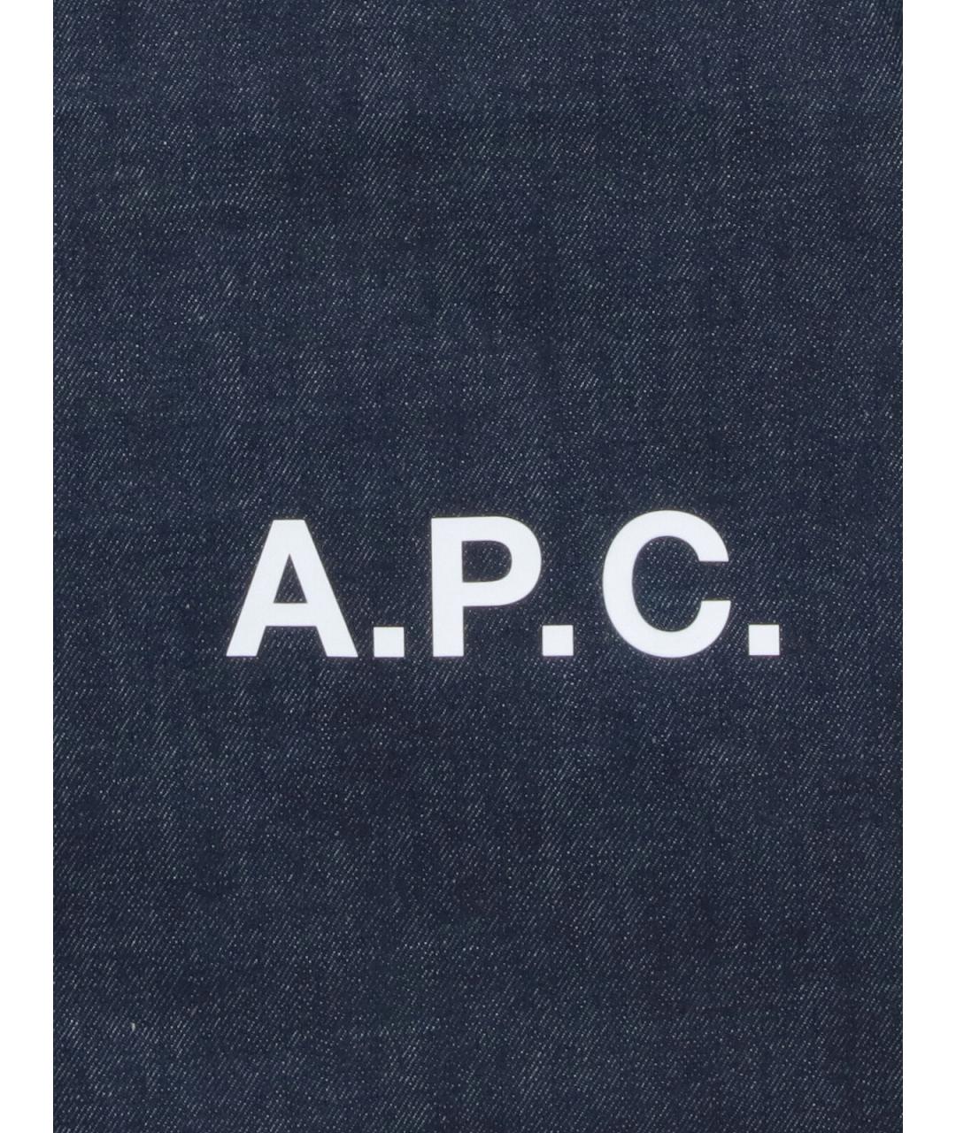 A.P.C. Синяя хлопковая сумка тоут, фото 4