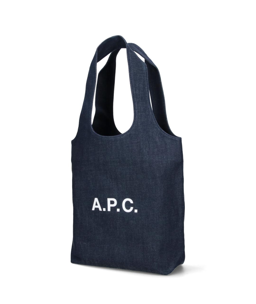 A.P.C. Синяя хлопковая сумка тоут, фото 2