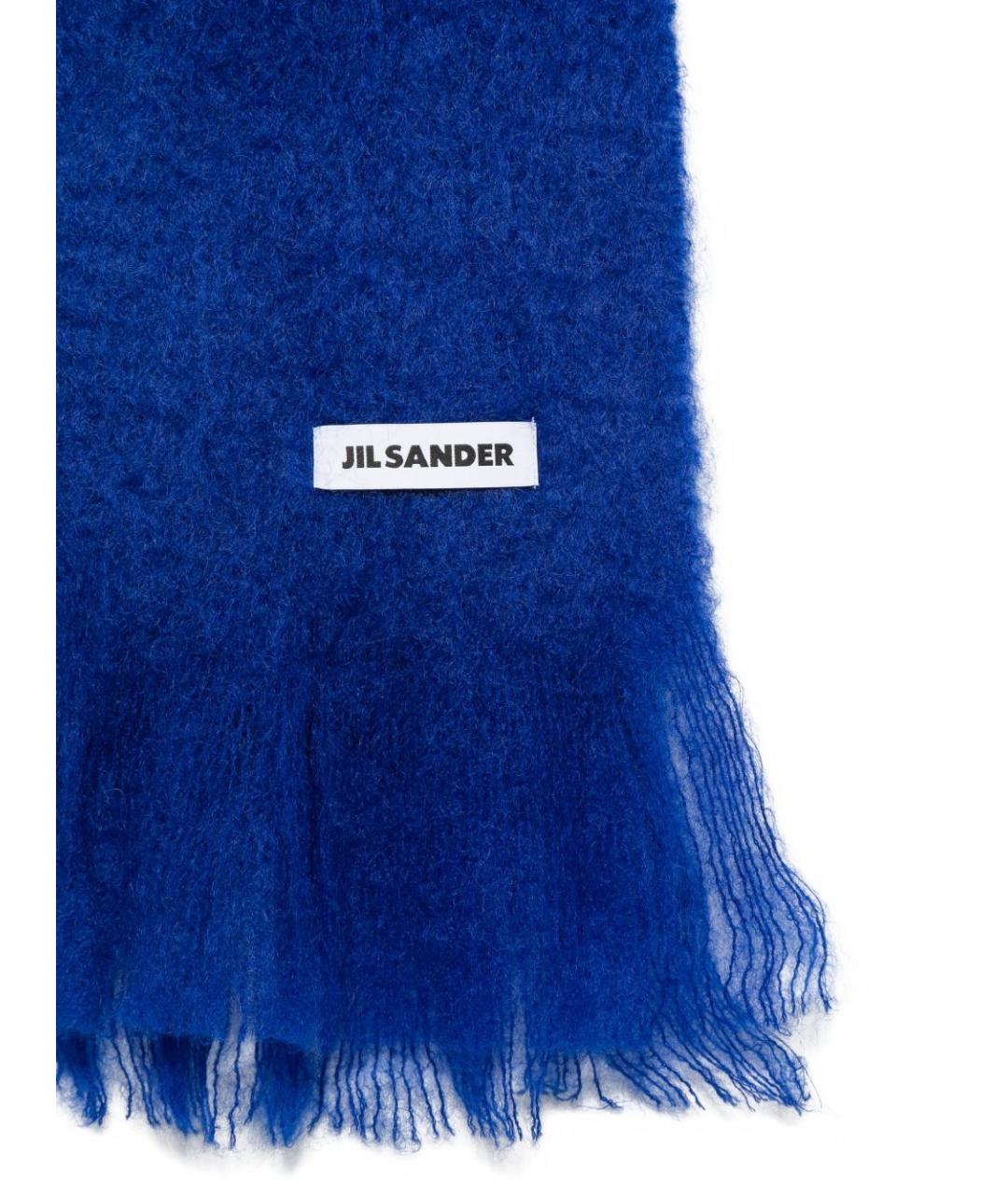 JIL SANDER Синий шерстяной шарф, фото 3