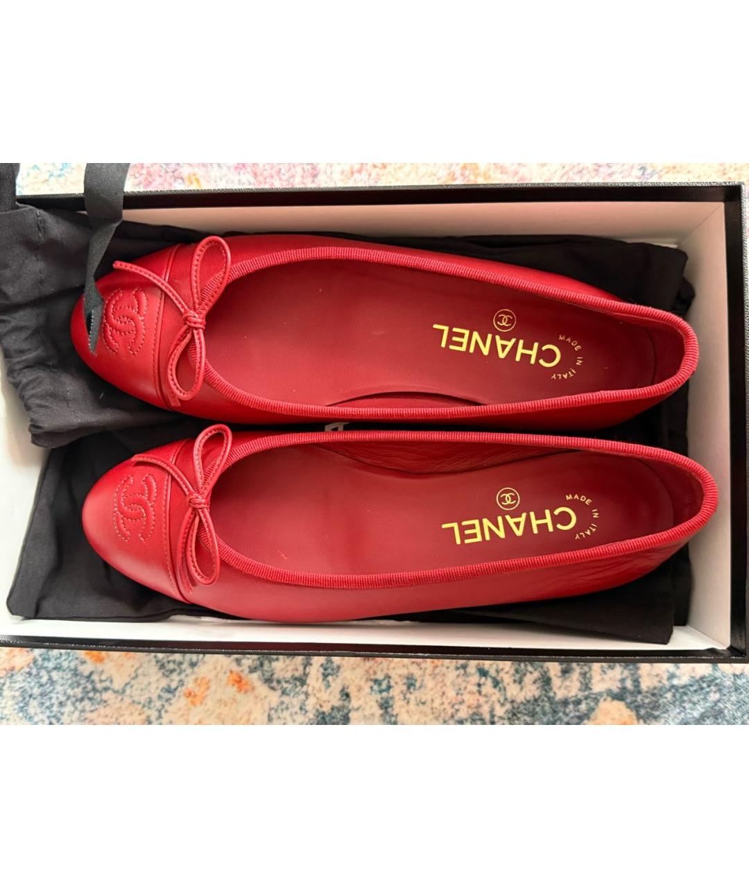 CHANEL Красные кожаные балетки, фото 2