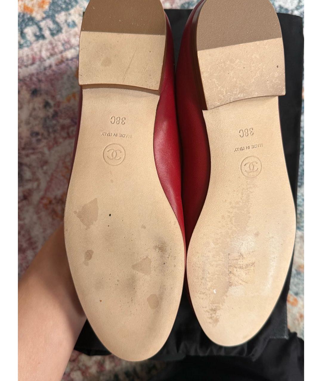 CHANEL Красные кожаные балетки, фото 4