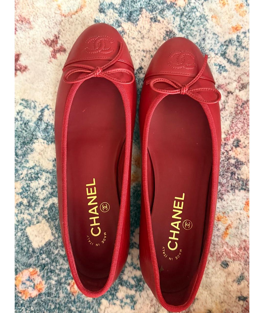 CHANEL Красные кожаные балетки, фото 3