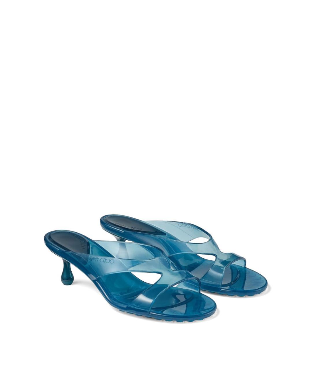 JIMMY CHOO Голубые резиновые мюли, фото 4
