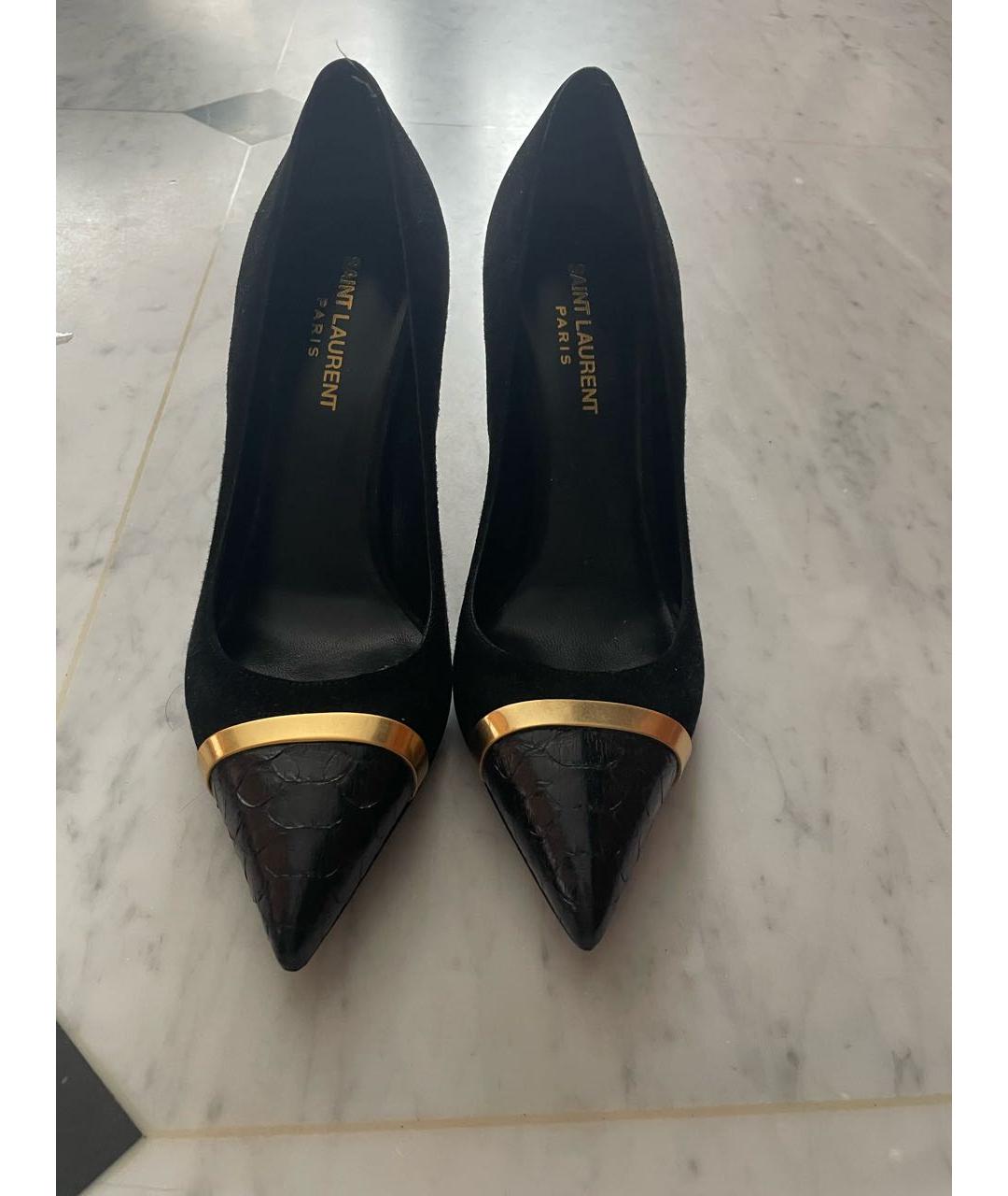 SAINT LAURENT Черные кожаные туфли, фото 2