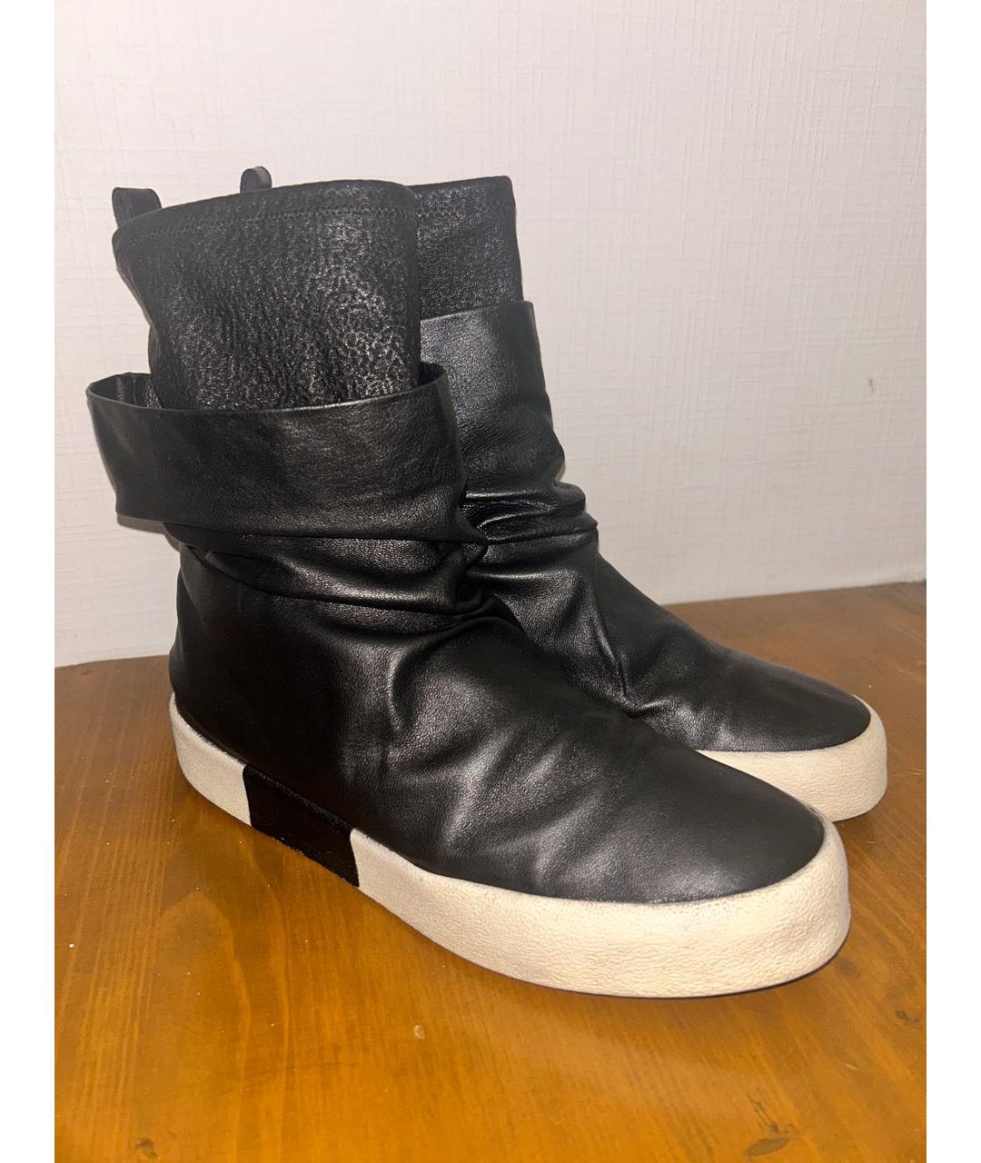 GIUSEPPE ZANOTTI DESIGN Черные кожаные высокие кроссовки / кеды, фото 2