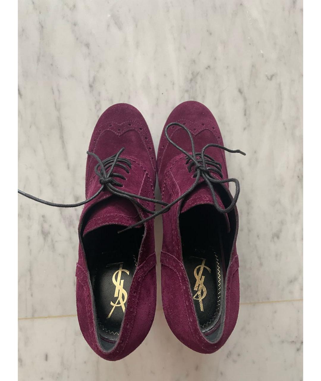 SAINT LAURENT Фиолетовые замшевые туфли, фото 3