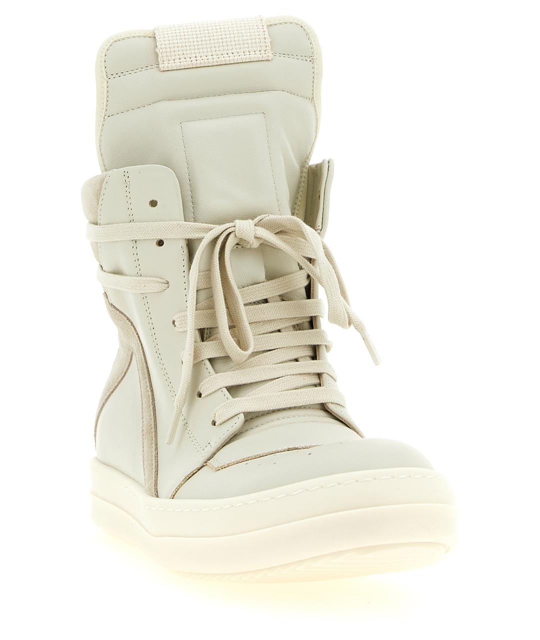 RICK OWENS Бежевые кожаные кроссовки, фото 2