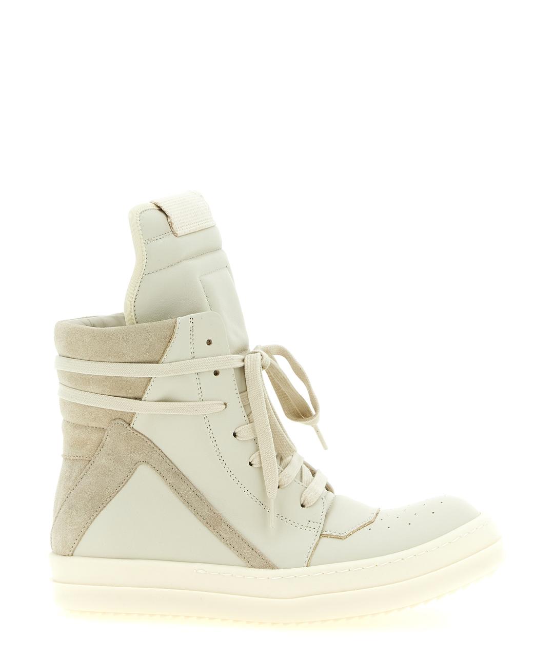 RICK OWENS Бежевые кожаные кроссовки, фото 1